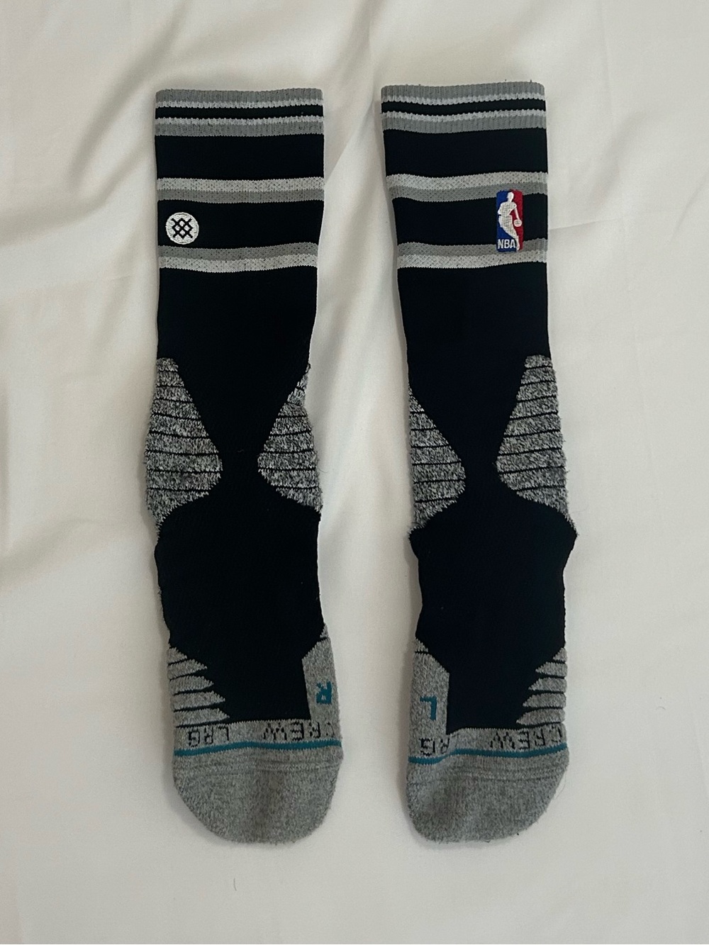 Stance NBA Crew Socks Black Gray Athletic Crew Socks Size Large